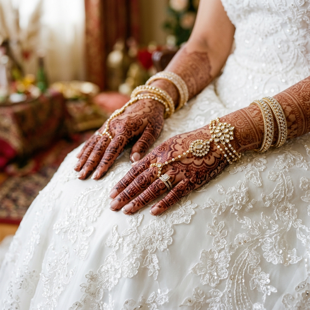 Bridal hand with elegant henna